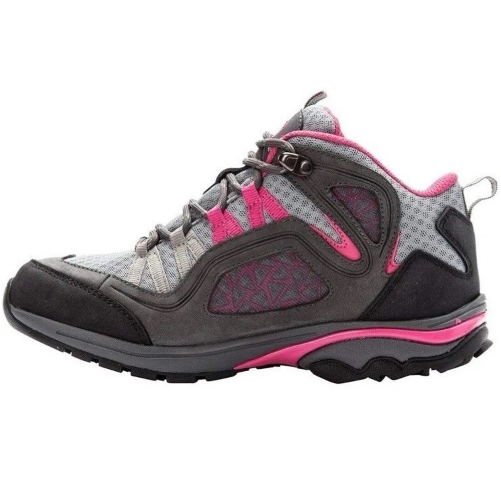Women's Propet Peak Waterproof Hiking Boot, grey/berry mesh/nubuck, Size 6 NEW - Picture 4 of 11